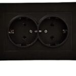 400170000907 - GRANO METALİK SİYAH İKİLİ TOPRAKLI PRİZ ÇERÇEVELİ