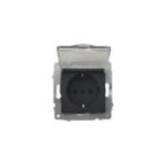 600000317249 - GRANO METALİK SİYAH KAPAKLI TOPRAKLI PRİZ